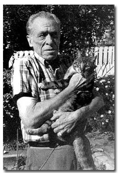 Bukowski con uno de sus muchos gatos