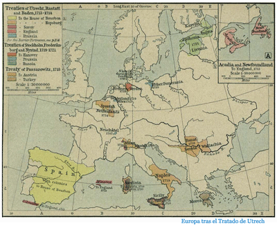 Mapa tras el tratado de Utrech