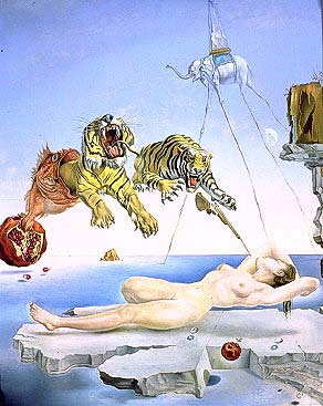 “Sueño causado por el vuelo de una abeja alrededor de una granada un segundo antes de despertar”, Salvador Dalí (1944).