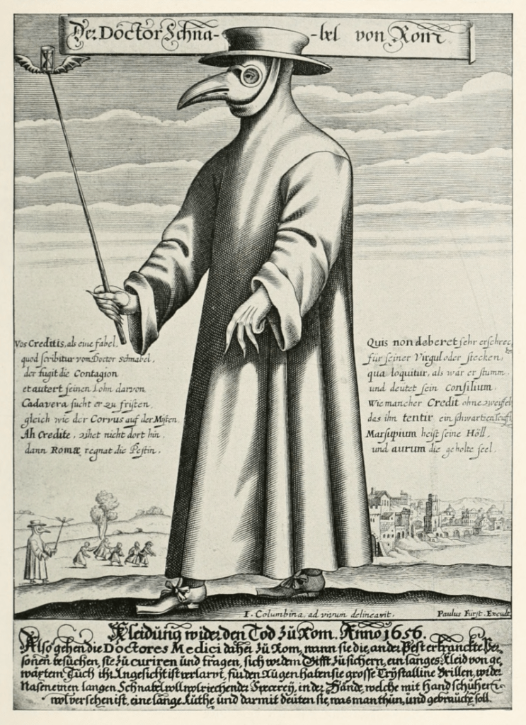 Paul Fürst, grabado de un médico de la plaga de Marsella. 1721.