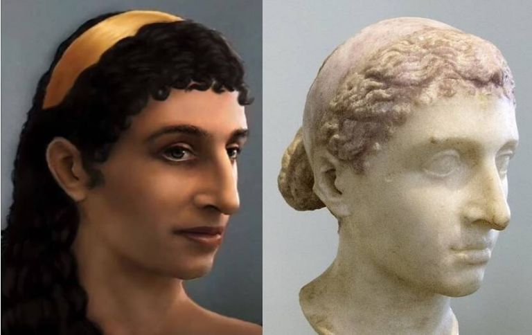 Reconstrucción y busto de Cleopatra. Wikimedia Commons