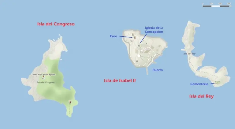 mapa de las tres islas que conforman las Islas Chafarinas